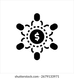 Schwarzes Vektorsymbol für Finanzinklusion