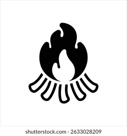 Vector black icon for fire