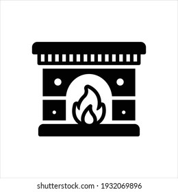 Vector black icon for fireplace