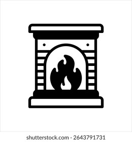 Vector black icon for fireplace