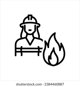 Vector black icon for firewoman