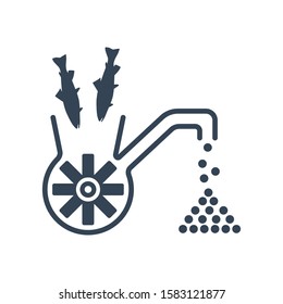 Vector black icon fish processing, grinding, milling fish