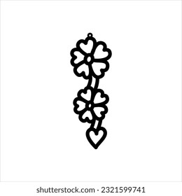 Vector black icon for floral earring