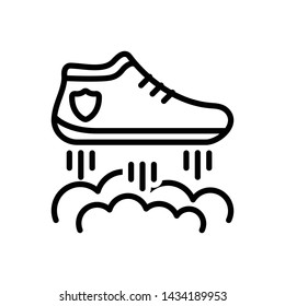 Vector black icon for flying shoes