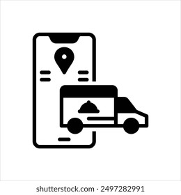 Icono negro del Vector para la entrega de alimentos