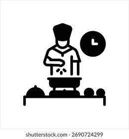 Icono negro del Vector para la preparación de la comida