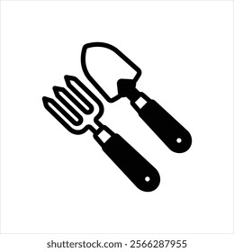 Vector black icon for fork and trowel