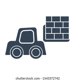 Vector black icon forklift loader, pallet stacker truck