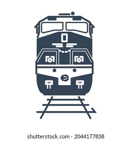 Vector black icon freight and passenger rail transport, railway, train, locomotive