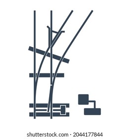 Vector black icon freight and passenger rail transport, railway, railroad switch
