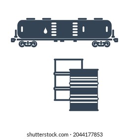 Vehículo de transporte ferroviario de mercancías con icono negro, ferrocarril, cisterna, vagón