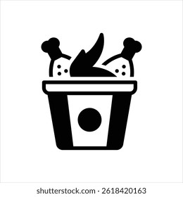 Vektor schwarzes Symbol für gebratenes Huhn