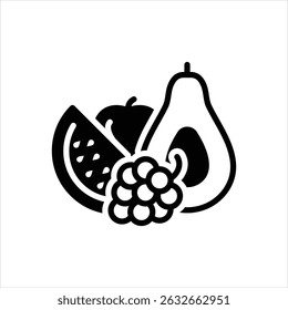 Vector black icon for fruits