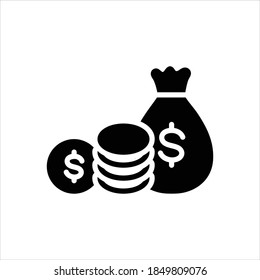Icono negro vector para la financiación