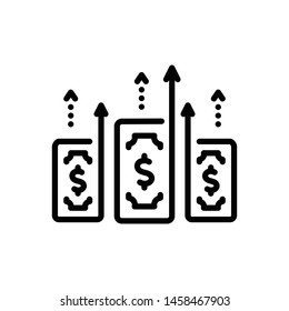 Vector black icon for gain