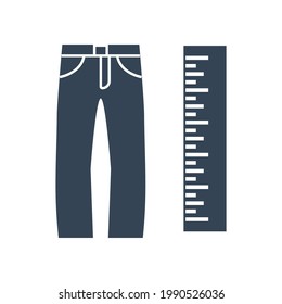 Vector black icon garment industry, clothing size, jeans, trousers