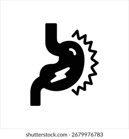 Vector black icon for gastrointestinal ache