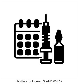 Ícone preto vetorial para obter vacina anual contra a gripe