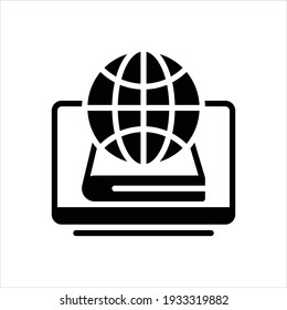 Vector black icon for global education