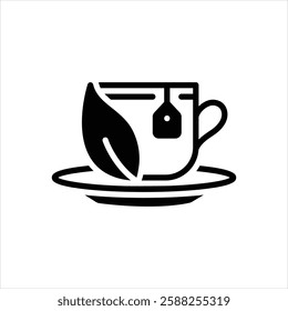 Vector black icon for green tea