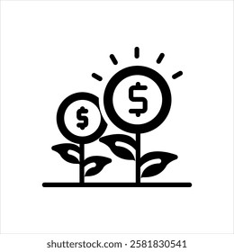 Vector black icon for growth equity