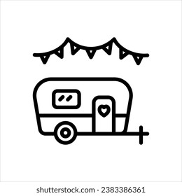 Vector black icon for happy camper