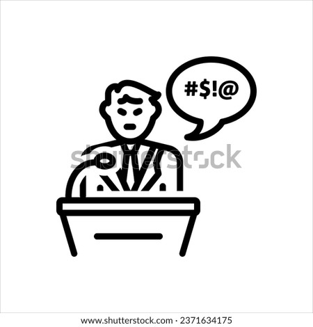 Vector black icon for hate speech