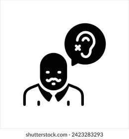 Vektorschwarzes Symbol für Hörverlust