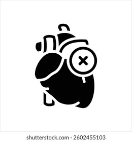 Vector black icon for heart failure