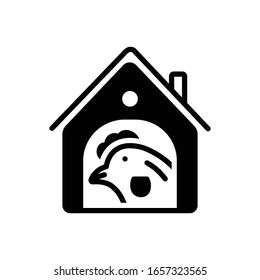 Vector black icon for hen at home 