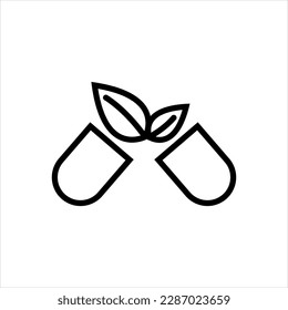 Vector black icon for herbal