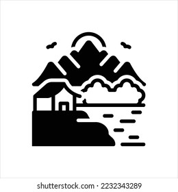 Icono negro vector para las tierras altas