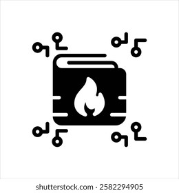 Vector black icon for hot wallet