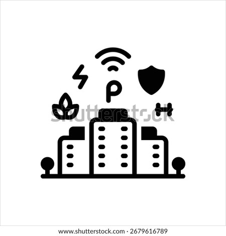 Vector black icon for hotel amenities