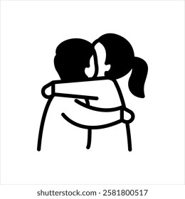 Vector black icon for hugging