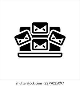 Icono negro vector para bandeja de entrada