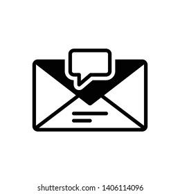 Vector black icon for inbox message