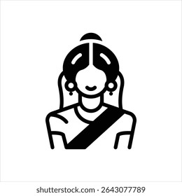 Vector black icon for indian women