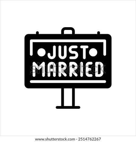 Vector black icon for just married sign