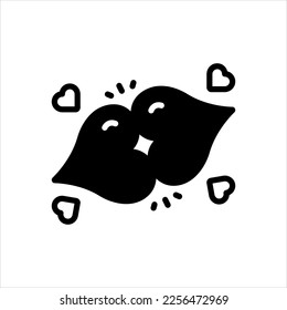 Vektorschwarzes Symbol zum Küssen