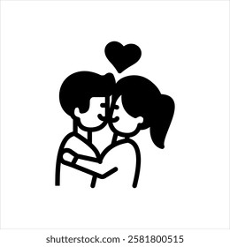 Vector black icon for kissing