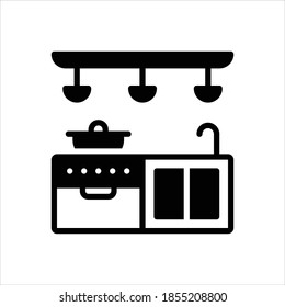 Icono negro vector para el mostrador de cocina