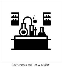 Ícone de preto vetorial para laboratório