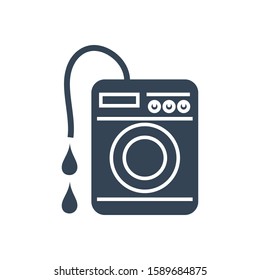Vector black icon laundry, washing machine, water supply and drainage