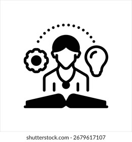 Vector black icon for learning skills