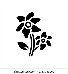 Vector black icon for lily flowers