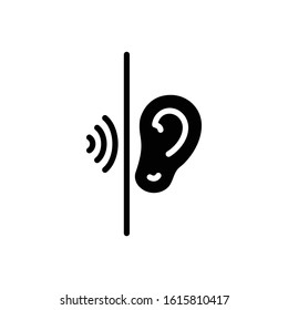 Vector black icon for listen