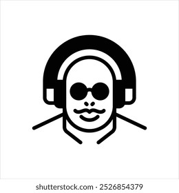 Icono negro del Vector para escuchar música