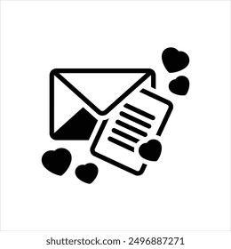 Vector black icon for love letter