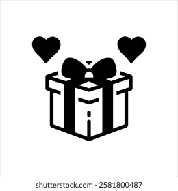 Vector black icon for love surprise